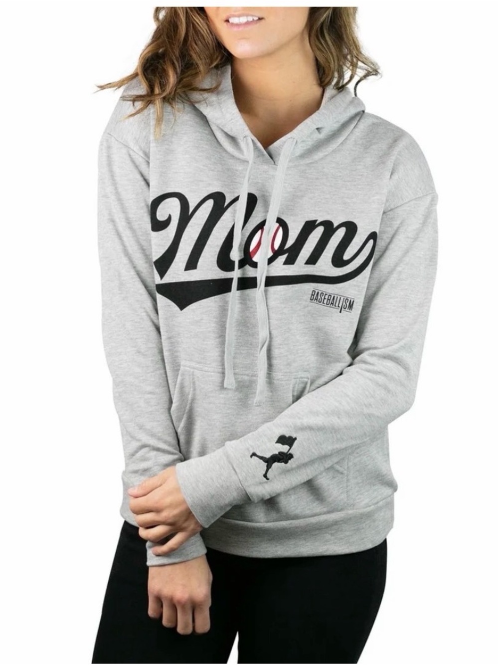 Baseball Mom Pullover Hoodie in Heather Gray